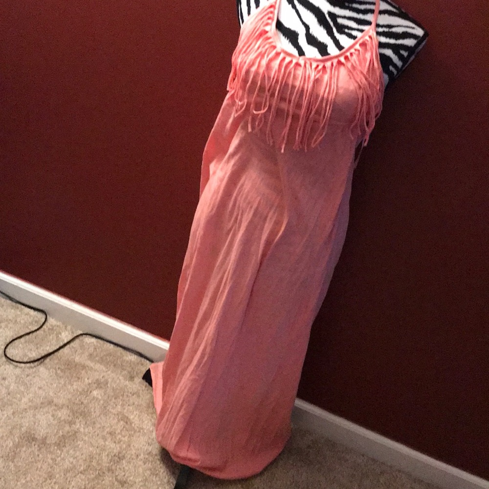 Halter neck fringe long dress
